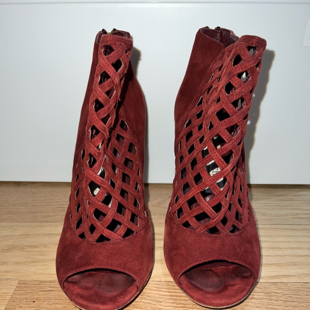 Oxblood suede Jimmy Choo bootie